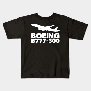 Boeing B777-300 Silhouette Print (White) Kids T-Shirt